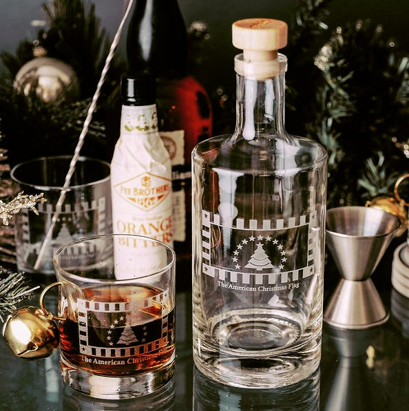 The Jingle Bell Rocks Glass and Decanter Set - Includes a Decanter and Two Jingle Bell Tumblers